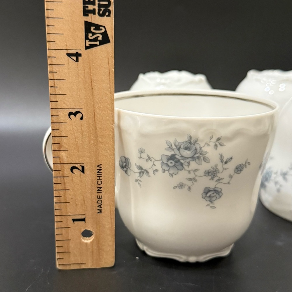 Set of 4 Vintage JOHANN HAVILAND Bavaria Germany Blue Garland Roses Tea Cups - Picture 7 of 10